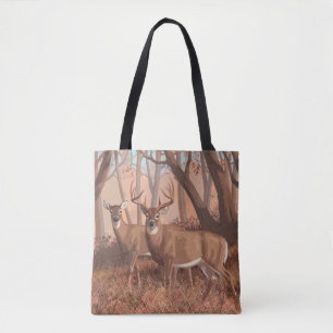 Bolsa Tote Veado De Whitetail Na Floresta - Natureza Do Estil