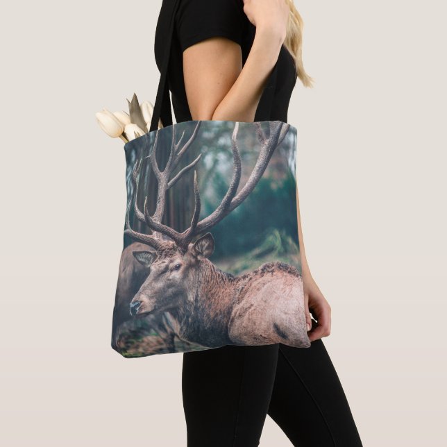 Bolsa Tote Veado Grande Marrom Buck com Grandes Barcos (Close Up)