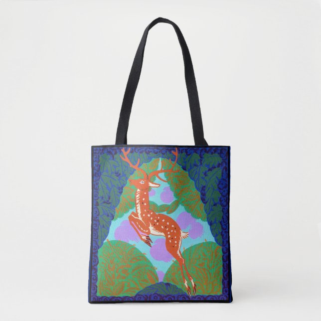 Bolsa Tote Veado Saltando Art Déco (Frente)