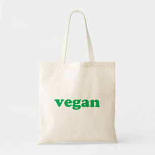 Bolsa Tote "Vegan", letras verdes, fundo branco