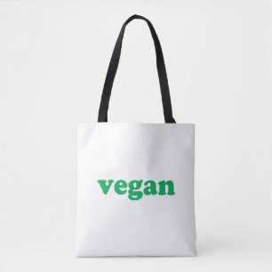 Bolsa Tote "Vegan", letras verdes, saco branco de fundo