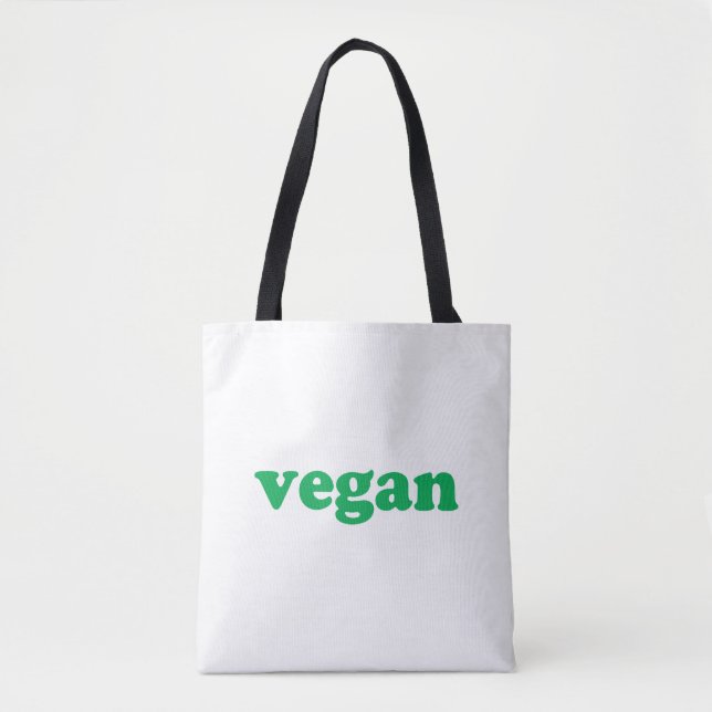 Bolsa Tote "Vegan", letras verdes, saco branco de fundo (Frente)