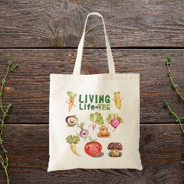 Bolsa Tote Vegan Living On Veg Watercolor Vegetables