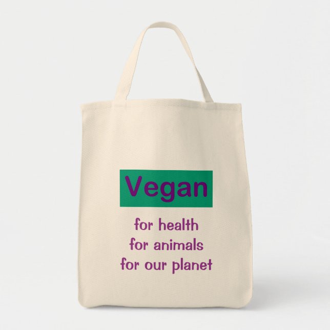 Bolsa Tote Vegan: Para a saúde, os animais & o planeta (Frente)