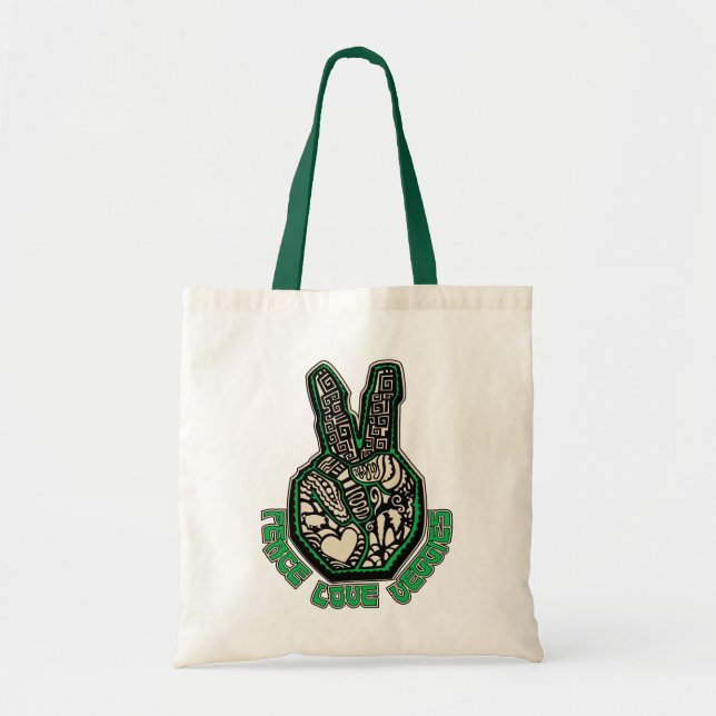 Bolsa Tote Vegetarianos do amor da paz (Frente)