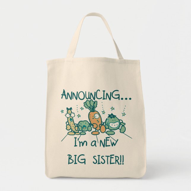 Bolsa Tote Veggies Engraçados Nova Irmã (Frente)