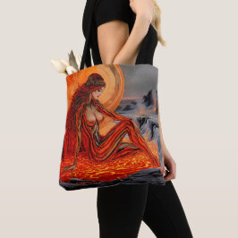 Bolsa Tote "Veias do vulcão" - Retrato de mulher vulcânica