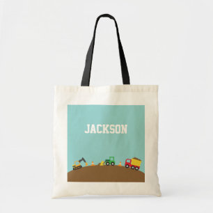 Bolsa Tote Veículos de Construção Fofos Para Meninos