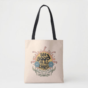Bolsa Tote Veja Bom em todas as coisas, Hippie Graphic