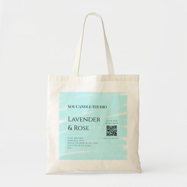 Bolsa Tote vela de soja de rosa lavanda negócio adicionar cód (Frente)