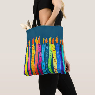 Bolsa Tote Velas de aniversário de aquarela