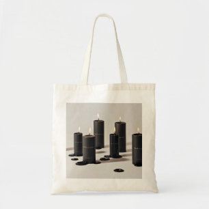 Bolsa Tote Velas de linha preta minimalistas com chamas minús