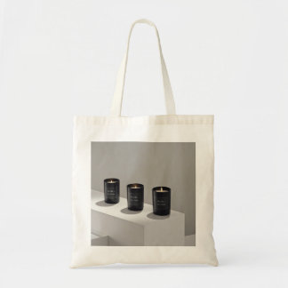 Bolsa Tote Velas de linha preta minimalistas com chamas minús