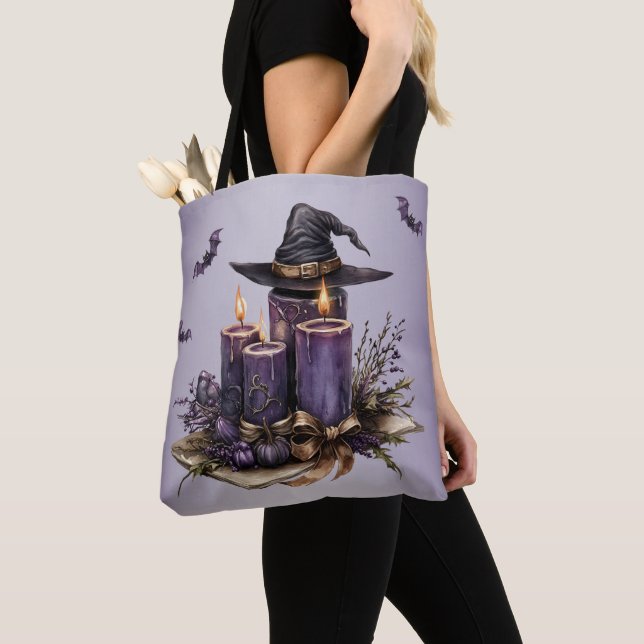 Bolsa Tote Velas Roxas do Halloween Mordem Assustador (Close Up)