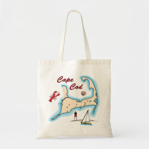 Bolsa Tote Veleiro Shell da lagosta da ilustração do mapa d