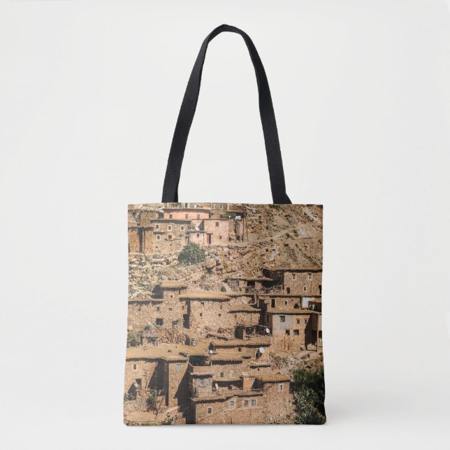 Bolsa Tote Velho povoado rural tradicional em Marrocos. Tr (Frente)