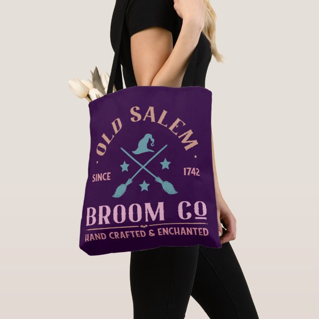 Bolsa Tote Velho Salem Broom Co Encantado Desde 1742 Hallowee (Close Up)