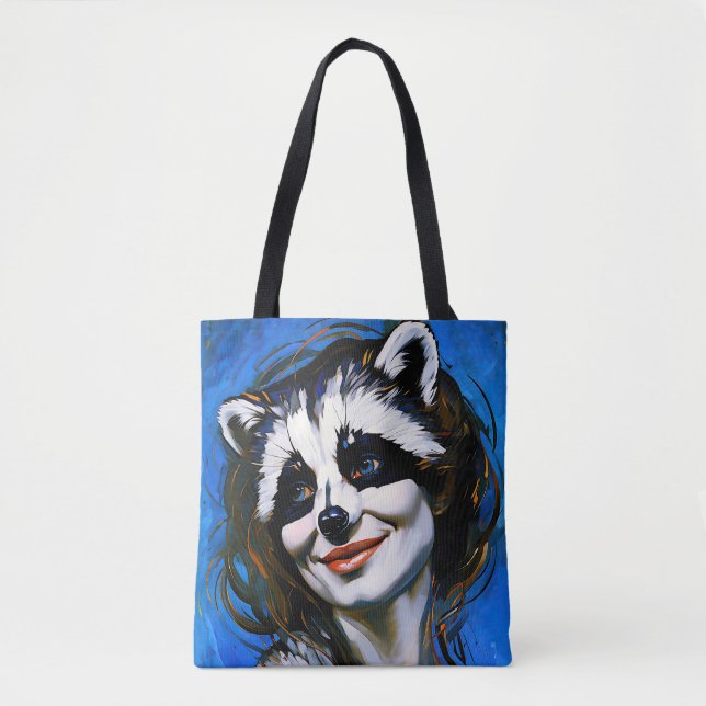 Bolsa Tote "Velka Teyani" Whispering Raccoon Trickster (Frente)