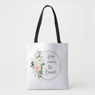 Bolsa Tote Vem aqui o rosa da noiva floral