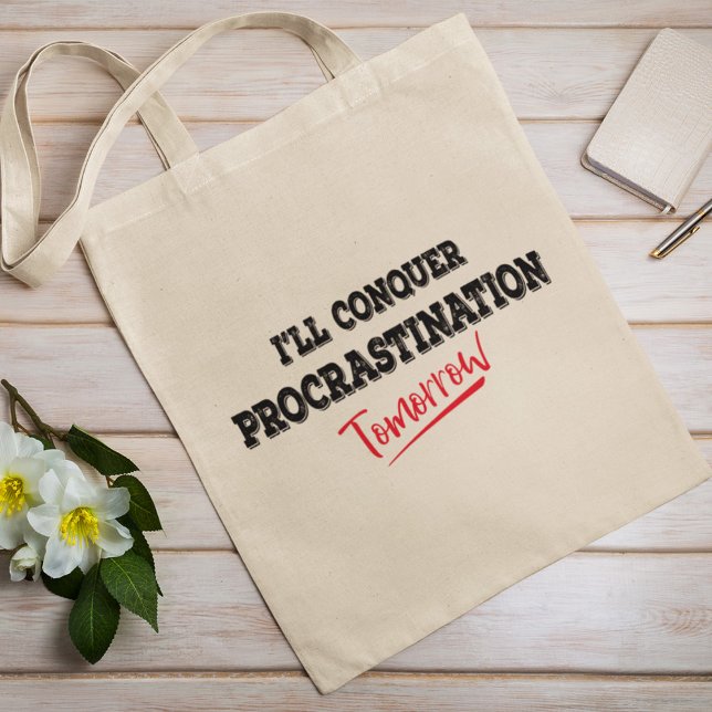 Bolsa Tote Vencerei a Procrastinação Amanhã (Criador carregado)