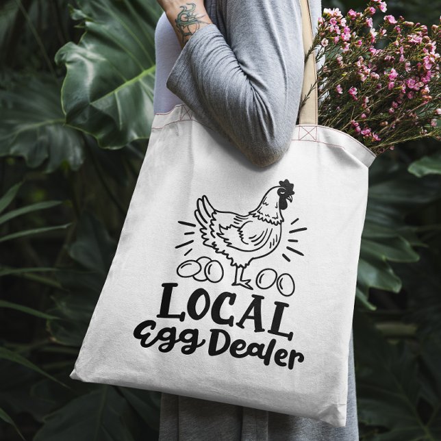 Bolsa Tote "Vendedor local de ovos" Saco engraçado de galinha (Criador carregado)