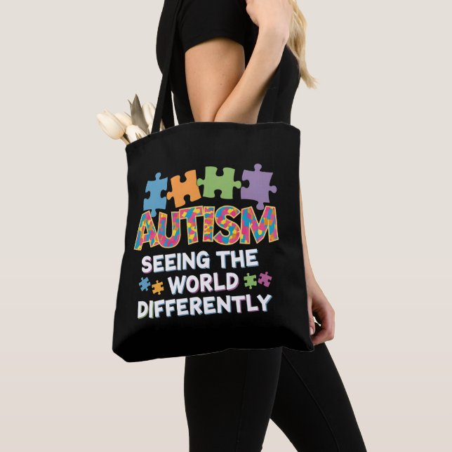 Bolsa Tote Vendo o mundo diferente da consciência do autismo (Close Up)