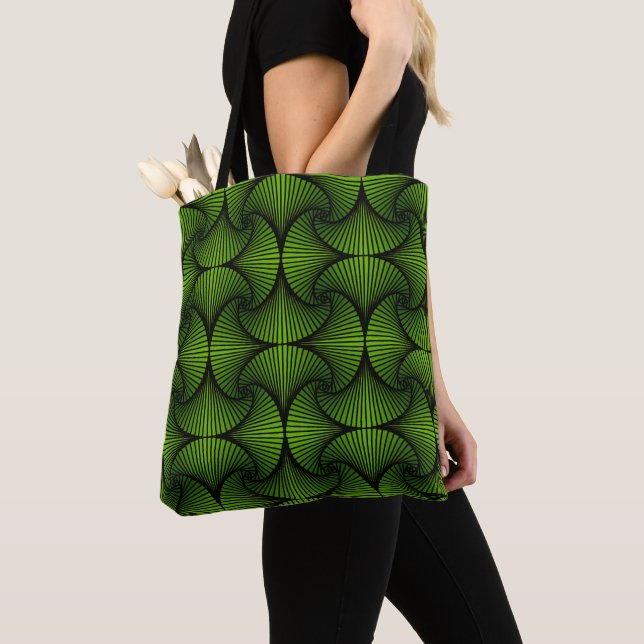 Bolsa Tote Ventilador 3D Geométrico 3D Verde (Close Up)