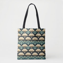 Bolsa Tote Ventilador Escalado Deco De Arte Teal Escura Padrã