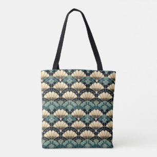 Bolsa Tote Ventilador Escalado Deco De Arte Teal Escura Padrã
