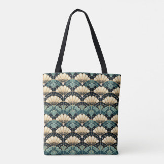 Bolsa Tote Ventilador Escalado Deco De Arte Teal Escura Padrã