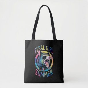 Bolsa Tote Verão de Garota Feral Gambá Tie Dye Guaxinim