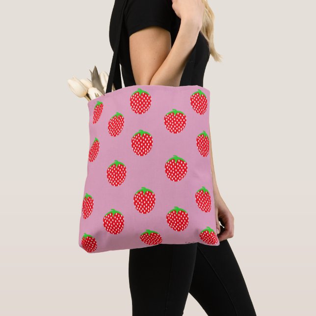Bolsa Tote Verão Lindamente de Morango (Close Up)
