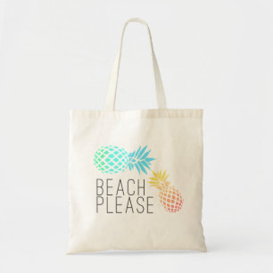 Bolsa Tote verão na moda "praia por favor", abacaxi colorido