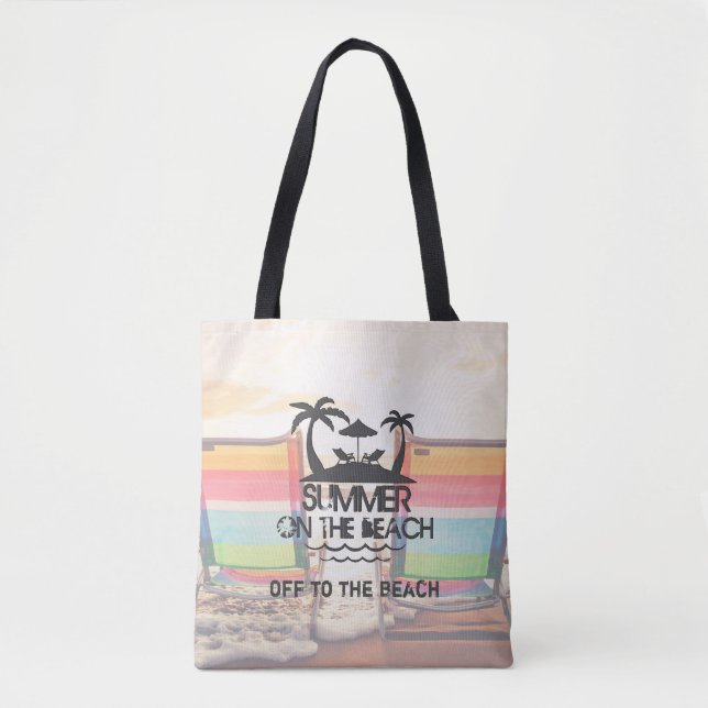 Bolsa Tote Verão na praia | Personalizado (Frente)