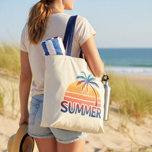 Bolsa Tote Verão pôr do sol retrô palmeira