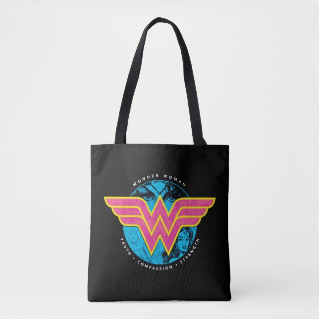 Bolsa Tote Verdade Compaixão Força Comic Wonder Logo (Frente)