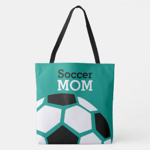 Bolsa Tote Verde à moda na moda da bola de futebol da mamã 