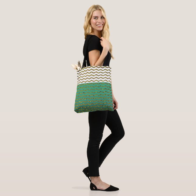 Bolsa Tote Verde branco Ombre de turquesa de Chevron do (No(a) Modelo)