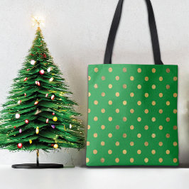 Bolsa Tote Verde com pontos brilhantes Dourados