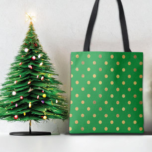 Bolsa Tote Verde com pontos brilhantes Dourados