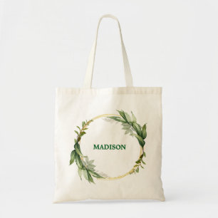 Bolsa Tote Verde Dourado Botânico Personalizado