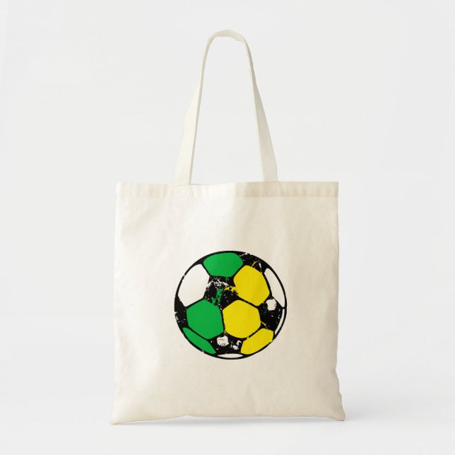 Bolsa Tote Verde e bola de futebol do ouro (Frente)
