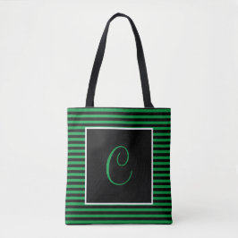 Bolsa Tote Verde e Preto Iniciais Grandes Personalizados