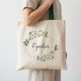 Bolsa Tote Verde Eucalyptus Geométrico Bridesmaid