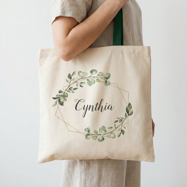 Bolsa Tote Verde Eucalyptus Geométrico Bridesmaid (Criador carregado)