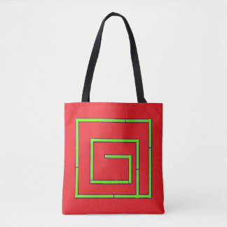 Bolsa Tote Verde Geo Vermelho