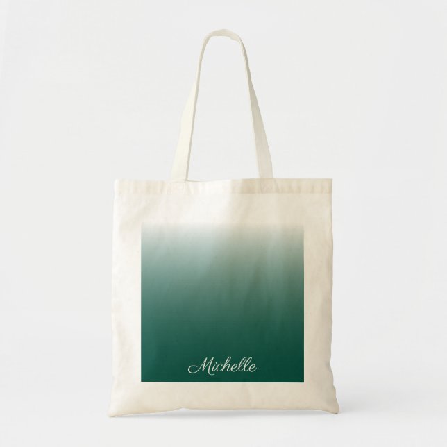 Bolsa Tote Verde-gradiente ombre personalizado (Frente)