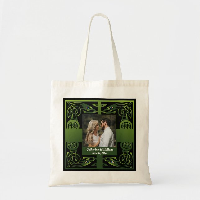 Bolsa Tote Verde Irlandês Céltico Tradicional (Frente)