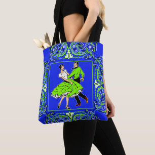 Bolsa Tote Verde limão de dança quadrada W/ Bandana