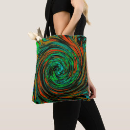 Bolsa Tote Verde limão e Grelha de Abstrato Laranja